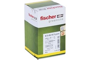 fischer - Cheville à frapper N 8 x 80/40 avec vis, fabriquée à base de matières premières renouvelables/Boîte de 45 Vert