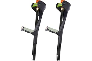 BQKOZFIN 1 Pair (2 Units) Folding Forearm Crutches for Adults, Ergonomic Handle with Comfy Grip, Lightweight Adjustable Arm Crutch with Non-Slip Base for Walking, Black