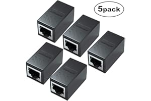 Yeung Qee RJ45 Coupler 5 Pack RJ45 Coupler Ethernet Extension, for Cat7/Cat6/Cat5e/Cat5 Ethernet Cable - Network Cable Coupler Female to Female (black)