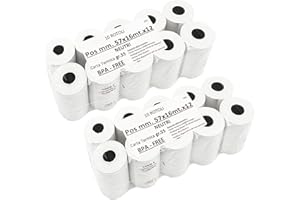 FOXNEC 20 Rotoli Pos 57mm x 16M x 12mm - Rotoli Pos di Carta Termica - Ricevute Bancomat Rotolini per Terminale Pos e Pagamento Elettronico 57x35x12 (20 Rotoli)