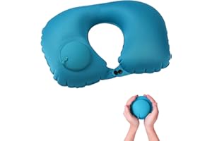 KOAHDE Cuscino Gonfiabile a Forma di U Pieghevole,Cuscino Gonfiabile In Tessuto A Forma Di U,Cuscino Da Viaggio Gonfiabile Cuscino Del Collo,Cuscino da Viaggio Gonfiabile Ergonomico per Aereo,Blucielo