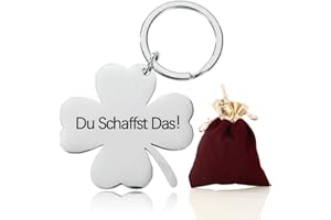 XIAONIU Kleeblatt Glücksbringer Schlüsselanhänger Du Schaffst Das Vierblättriges Kleeblatt Viel Glück Geschenk Glücksklee Glücksbringer für Prüfung Abitur Aufmunterung Genesung Geschenk