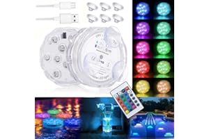 REDGO Waterproof Underwater Light, Submersible LED Lights, with Remote Control, Hot Tub Lights USB Rechargeable 16 Colors Changing Light Shower Light for Decorate Party, Wedding, Halloween, Christmas 2Pack