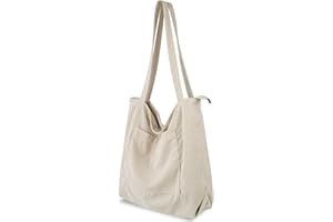 flintronic Sztruksowa torba na ramię dla kobiet, duża pojemność, torba na ramię dla kobiet i dziewcząt, wodoodporna torebka z zamkiem błyskawicznym, duża torba na zakupy do szkoły, pracy, podróży,