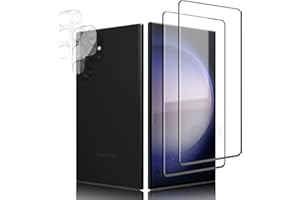 THREE-TREE 2&2 Stück für Panzerglas & Kamera Schutzfolie für Samsung Galaxy S23 Ultra 5G, Fingerabdruck-ID Unterstützen Panzer Schutz Glas,3D-Volle Bedeckung HD 9H Hartglas Display Folie für Samsung S23 Ultra