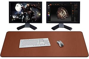 ZORESYN Tappetino per mouse da gaming - 1100 x 500 x 2 mm - Sottomano da Ufficio - Bordi cuciti, Base in Antiscivolo, Superficie in pelle PU, Adatto a Tastiere e Mouse, Computer e Portatili - Marrone