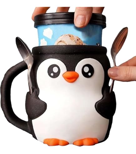 Eis-Pint-Halter In Kuh-Design – Isoliert, Auslaufsicher, Mit Löffelschlitz Für Zuhause (Blau)