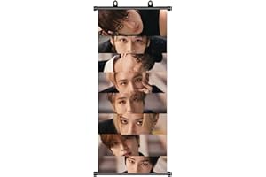BESOISER Stray Kids Poster Stray Kids - Tableau enroulable - Article pour fans de StrayKids - Poster à défiler - Décoration d'anniversaire - Tissu pour décoration murale - 70 x 30 cm