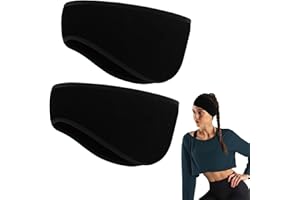 FANXAOLNES 2 pezzi fascia testa elastica sportiva per uomo e donna nero, Fascia Sportiva Invernale in Pile per Donna e Uomo, Fascia Paraorecchie Termica, per Corsa, Escursionismo, Ciclismo e Yoga, Design Unisex