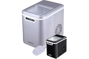 ‎AREBOS Arebos Eiswürfelmaschine | Ice Cube Maker | 12 kg / 24 h | 10-15 Minuten Produktionszeit | 2 Eiswürfel-Größen | 2,2 Liter Wassertank | Eiswürfelbereiter | Leise | Selbstreinigungsfunktion | Silber