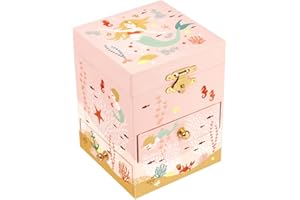 Trousselier - Grande scatola per gioielli musicale sirena - carillon ragazza con 3 cassetti sirena - scatola musicale