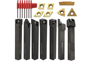 Herramienta para Torno Geevorks 21PCS 12Mm Herramienta de Torneado Inserto de Carburo, Multifuncional Carburo Sólido Inserta Holder,para Operaciones de Semi-finitura y Acabado.