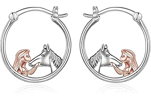 YFN Rose Gold Horse Ohrringe Schmuck Sterling Silber Horse Drop Ohrringe Mädchen Umarmung Pferd Geschenk für Mädchen