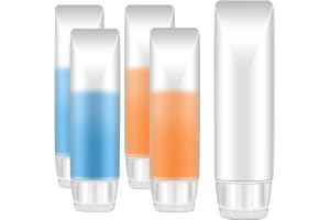 JJUNW 5 Stück Reiseflaschen 30ml, Klare Nachfüllbare Tuben Flaschen Leere Reise Kosmetische Container mit Klappdeckel Reisegrößenbehälter für Shampoo Lotion Lipgloss Handcreme