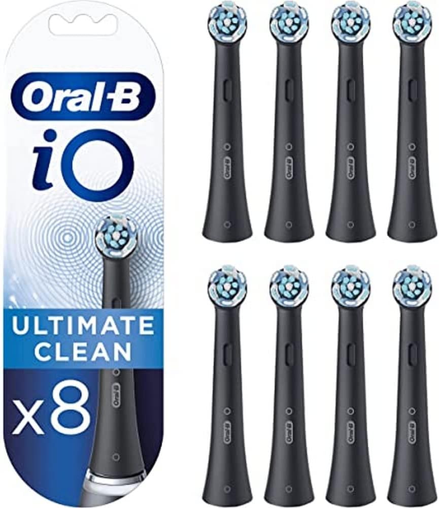 Oral-B iO Ultimate Clean Brossette Pour Brosse À Dents Électrique Noire, Lot De 8, Convient À Une Boîte Aux Lettres