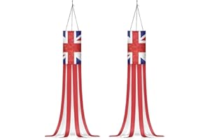 Showudesigns UK Flags Windsock Patriotic Decorations Outdoor Hanging Windsocks for Porch,Garden,Yard,Patio Union Jack Flag Decor Wind Sock Blue and Red