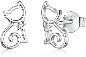 EUDORA HARMONY BALL EUODRA Harmony Ball Sterling Silver Animal Earrings dla kobiet, uroczy perłowy kamień księżycowy kot słoń pies płatek śniegu kolczyki biżuteria prezent dla dziewczyn dziewczyn