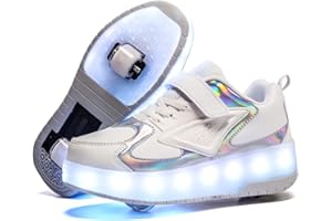 ROLLTONGOZ Boys and Girls LED Roller Skates Shoes with Double Wheels Trainers Technical Retractable Skateboarding Shoes for Kids Light up Shiny Luminous Sneakers Best Gift for Party Birthday Christmas Day