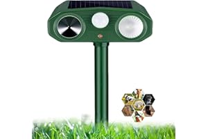 RUTIDA Ultrasonic Cat Repellent, Cat Deterrents Solar & USB Powered Animal Repeller with PIR Motion Sensor & Flashing Light, 3 Modes Waterproof Wild Animal Scarer Repellent for Cats, Dogs, Fox, Bird