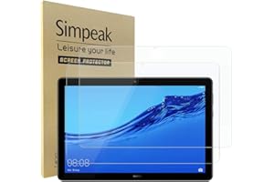 Simpeak 2-Packs Protector Pantalla Compatible para Huawei Mediapad T5 10, Cristal Templado Premium Complet Bubble Free/HD/Anti-Huella