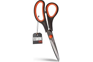 Titanium Coated 8" Heavy Duty Scissors – TITA22™ Ultra Sharp, Rust-Resistant, Comfortable Handle, Multipurpose for Office, Home, School & Crafting Scissors (Pack of 1)