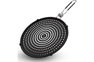 LUVZOOR Paraspruzzi in silicone da 32 cm, con manico pieghevole, multiuso, paraspruzzi per padelle, universale, copertura per padella/colino, protezione contro la cottura