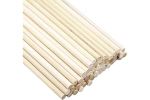 SZCXDKJ 50 Pack Unfinished Natural Wood Dowel Rods Hardwood Sticks for Crafts and DIY (250mm x 5mm)