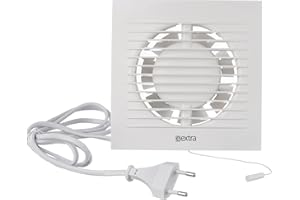 Steinberg14 Blanco Ø 100mm Ventilador Extractor de Aire y Humedad para Baño, con Interruptor de Cuerda y Cable de Enchufe