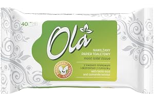 OLA Nawilżany papier toaletowy z ekstraktem z rumianku i kwasem mlekowym - spłukiwalny - Połączenie nawilżanego papieru i mokrej chusteczki - oczyszcza okolice intymne - do skóry wrażliwej - 40 sztuk