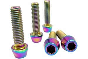 RISON-Titanium Bici Stelo Bulloni in Titanio M4x0.7x15mm, 5pcs Viti per Attacco Manubrio Bicicletta, Vite a Testa Conica Viti Fisse per Stelo Bici, Vite di Fermo Vite per Gambo per MTB/Bici da Strada