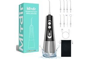 MiTdir Water Flosser Dentale Cordless per Denti 9 modalità 300ML Irrigatore Orale Dentale, Portatile Ricaricabile IPX7 Impermeabile Detergente per Denti ad Acqua per Viaggi a Casa
