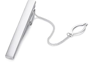 HONEY BEAR Fermacravatta con Catena per Uomo - dimensione normale 2.12inch Regalo di nozze di business,5.4cm