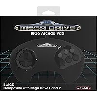 Retro-Bit BIG6 Controller Pad for SEGA Mega Drive & Genesis Consoles - Original Port - Black