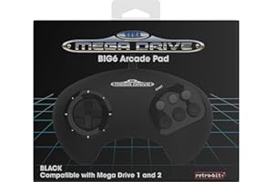 Retro-Bit BIG6 Controller Pad for SEGA Mega Drive & Genesis Consoles - Original Port - Black