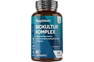 Probiotiskt Komplex 77 miljarder CFU per portion med ekologisk inulin & FOS | Med 20 bakteriestammar, 60 veganska kapslar, 1 månads förbrukning, med Lactobacillus gasseri och Bifidobacterium infantis