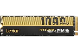 Lexar SSD NVMe PCIe 5.0 Gen5 1TB NM1090 Pro, 14,000 MB/s, diseño de Control térmico avanzado, SSD Interno Compatible con DirectStorage, portátil para Juegos y creación de Contenido