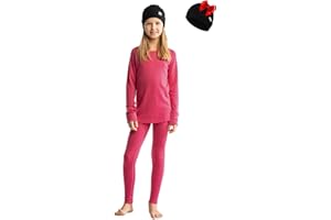 MERINO.TECH Ensemble de Base en Laine mérinos pour Enfants - Ensemble de sous-vêtements Thermiques en Laine mérinos pour Enfants : Haut, Pantalon, Bonnet