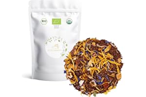 MY TEA MOMENTS Rooibos de Frutas Exóticas y Vainilla a Granel - Ingredientes Naturales: Aciano, Albaricoque, Caléndula, Mango, Miel, Naranja, Papaya, Pimienta, Plátano, Vainilla. (Grande, 200, gramo)