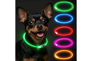AUBBY Light Up Dog Collar Rechargeable, LED Dog Collar Lights Waterproof with 3 Flash Glowing Modes for Outdoor Night Walking Safe, Cut to Adjust for Small Medium Large Breed, 70cm, Green
