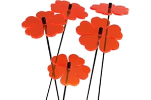 SUN CATCHER GARDEN DECOR Sun Catcher Ornements de Jardin Fleur Double 5 Piquets Décoratifs 25cm de Haut Accessoire de Jardinage Cadeau pour Les Jardiniers Bouquet, Colour:Fluorescent Red