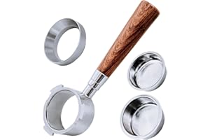 JUVEL Portafiltro sin fondo de 51 mm con 3 orejas, portafiltros de madera de palisandro rojo para DeLong EC680/EC685/EC885, con tamiz de polvo, anillo dosificador de café (Style A)