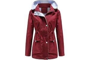 YFFUSHI Femme Manteau Imperméable Léger Blouson Hooded avec Ceinture Parka Coupe-Vent Respirant pour Printemp Automne