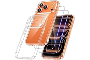 Qasyfanc Handyhülle Kompatibel mit iPhone 17 Pro Hülle mit 2 Schutzfolie, Militärschutz Hard PC Kameraschutz Nie Vergilbung Kratzfest Fallschutz Transparent Case für iPhone 17 Pro, Durchsichtig