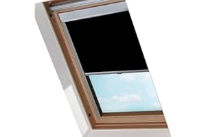 Peviasot Verdunklungsrollo, Dachfenster Rollo mit Bohren, Fensterrollo mit F06 (49,3 * 94 cm), Wärmedämmung und Beschattung, Anti-Spionage und Feuchtigkeitsbeständig, Aluminium-Rahmen, Schwarz