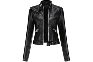 WHZXYDN Veste Courte en Cuir pour Femmes, Printemps Et Automne, Veste à Col Montant, Taille EuropéEnne
