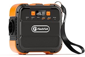FF FLASHFISH FlashFish Générateur Électrique 98Wh/26400mAh, Station Électrique Portable 120W (crête 240W) avec sortie CA 230V, USB, Type-C charge rapide, Batterie de Secours pour Extérieur, Camping, Jardin,Voyage