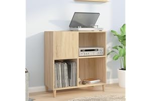 Prissent Mobile porta dischi in rovere Sonoma – Scaffale CD/Vinile, Libreria in legno, 84,5 x 38 x 89 cm, armadio multifunzione