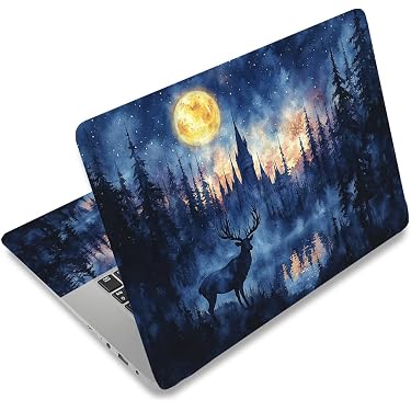 Lot De 5 Autocollants Décoratifs Pour Ordinateur Portable - Motif Lune Et étoiles - En PET, Amovibles - Déco DIY