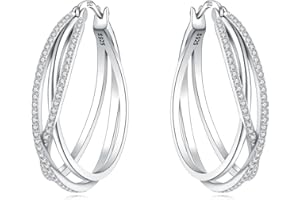 CYMYSS 925 Sterling Silver Hoop Earrings for Women Hypoallergenic Sterling Silver Huggies Earrings for Women