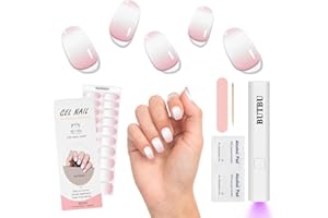BUTBU Uñas de Gel Pegatinas, 20 Piezas Gel Semicurado de Pegatinas,Uñas Ge-l Pegatinas UV, con Mini Lámpara U-V y Lima de Uña-s, Adecuada para Manicura DIY(Gradiente)